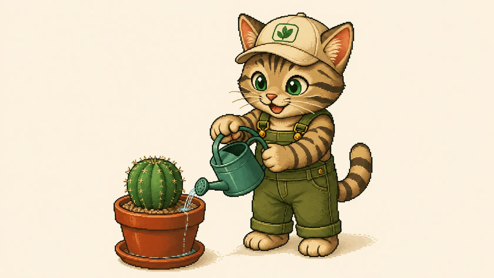Un cactus arrosé sur le substrat, l’eau ressort sous le pot