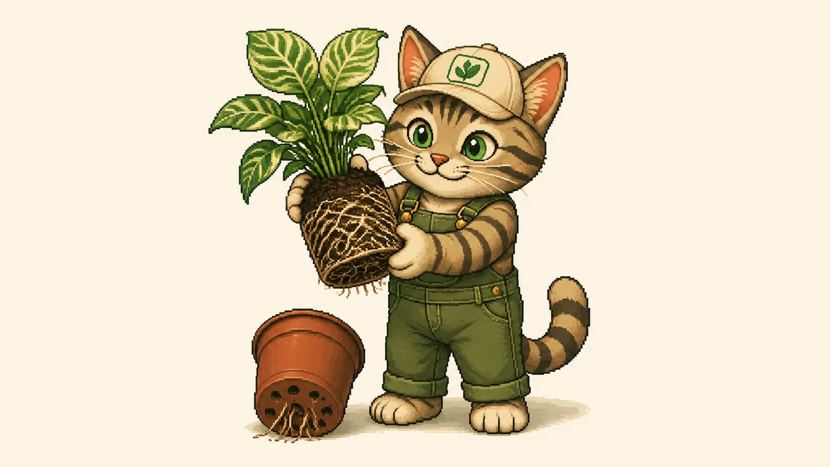 A dense root ball lifted out of its pot with roots growing through the drainage holes