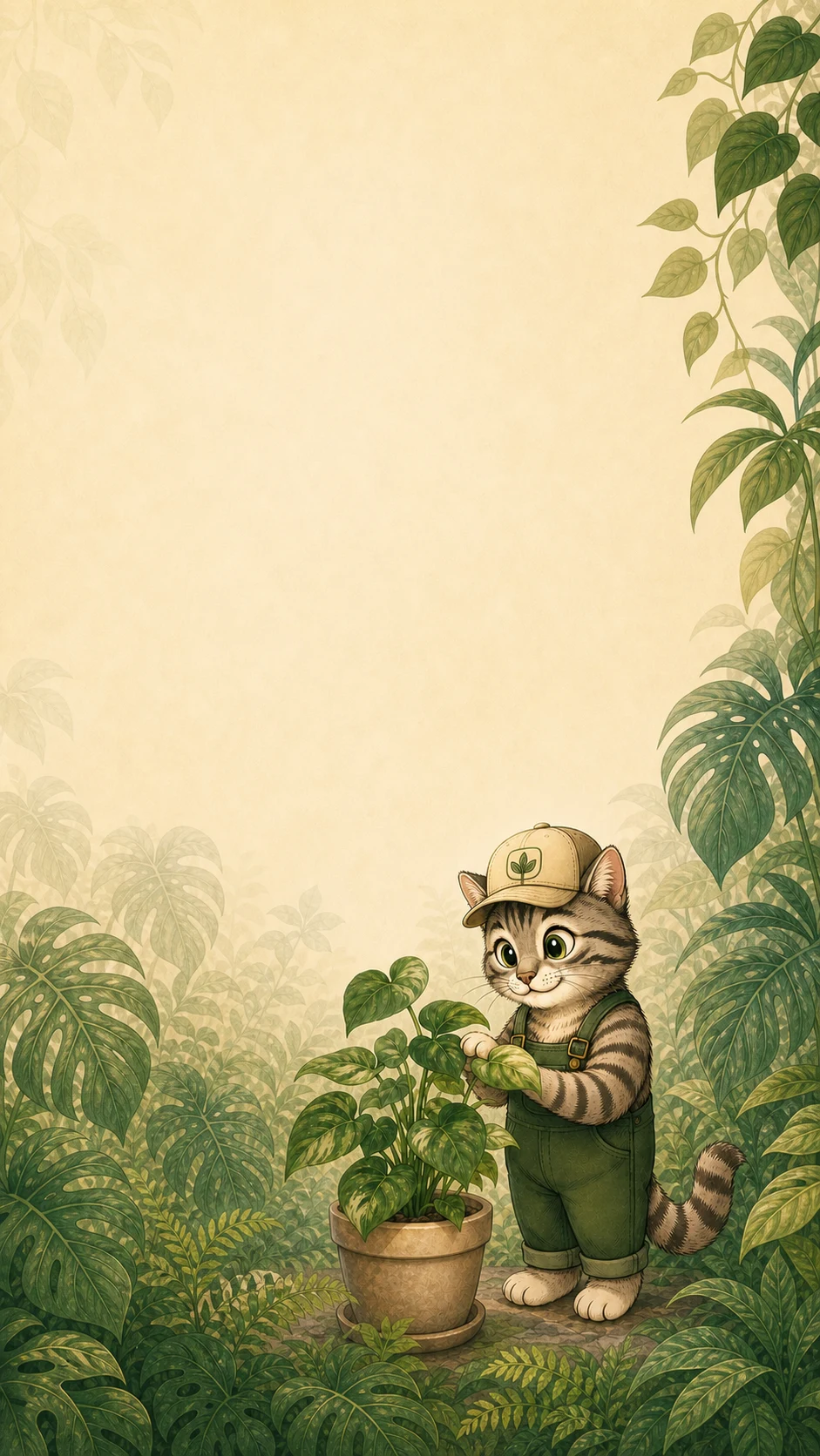 Mr. Kitty among houseplants