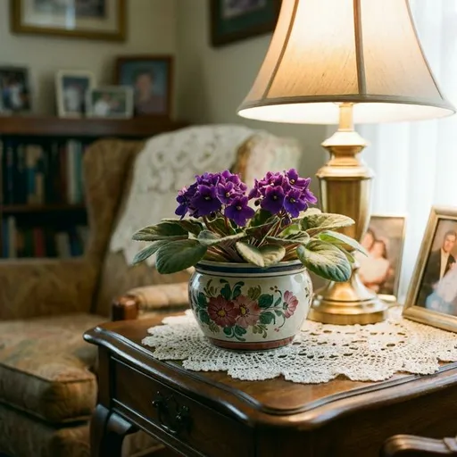 African violet (Saintpaulia ionantha) — a healthy specimen photographed indoors