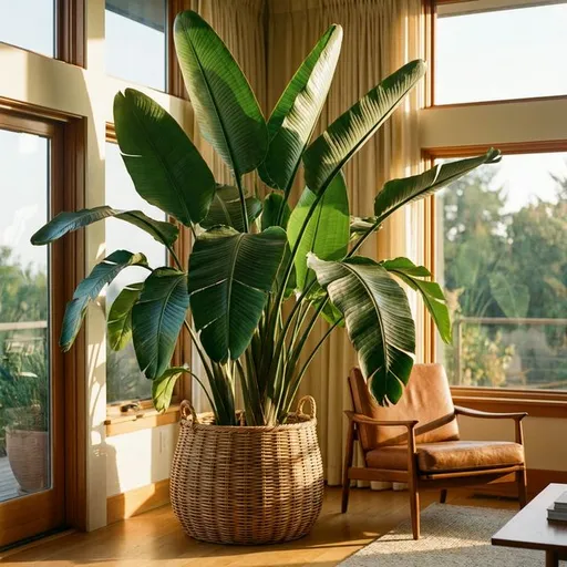 Bird of paradise (Strelitzia reginae) — a healthy specimen photographed indoors