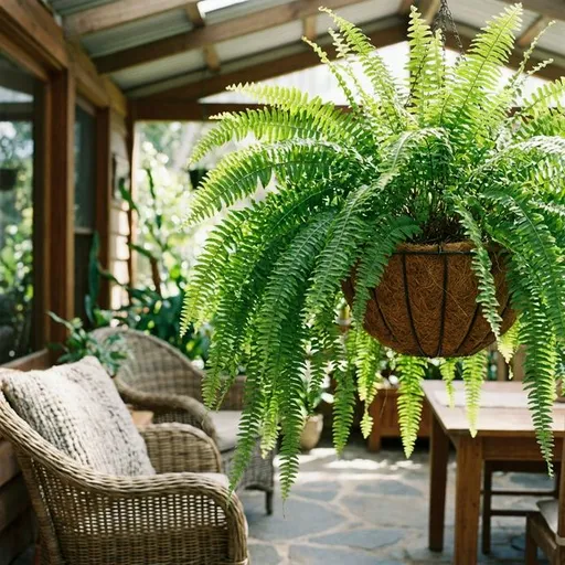 Boston fern (Nephrolepis exaltata) — a healthy specimen photographed indoors