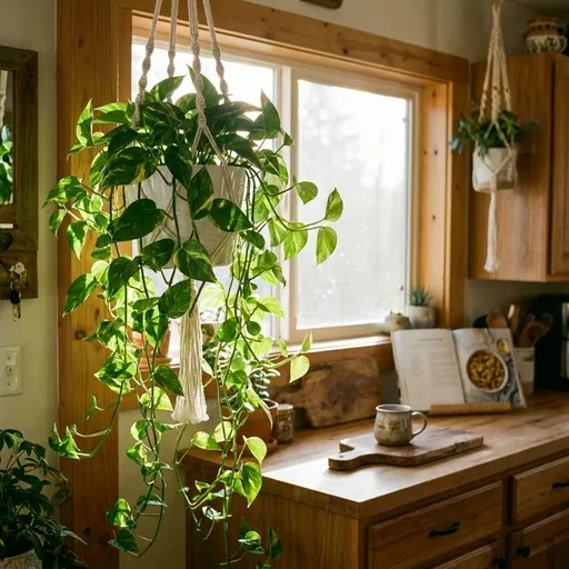 Golden pothos (Epipremnum aureum) — a healthy specimen photographed indoors