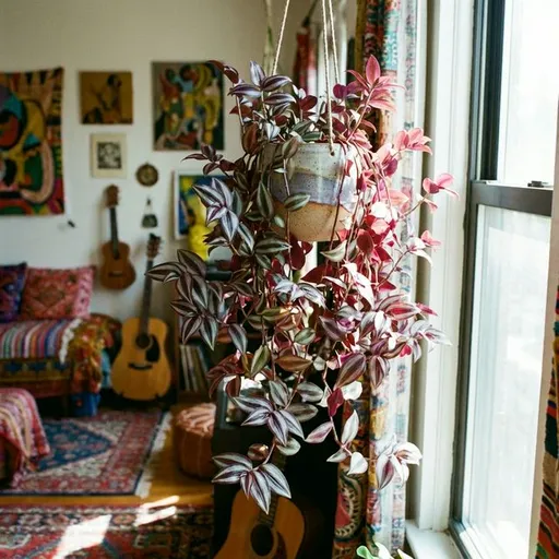 Inch plant (Tradescantia zebrina) — a healthy specimen photographed indoors