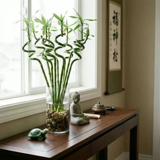 Lucky bamboo (Dracaena sanderiana) — a healthy specimen photographed indoors