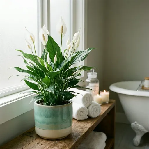 Peace lily (Spathiphyllum wallisii) — a healthy specimen photographed indoors