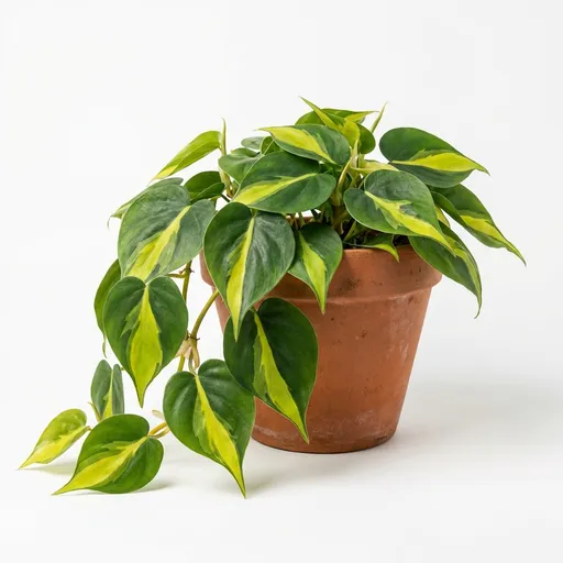 Klätterkalla 'Brasil' (Philodendron hederaceum 'Brasil') – ett friskt exemplar fotograferat inomhus