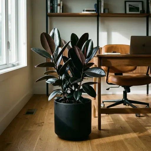 Rubber plant (Ficus elastica) — a healthy specimen photographed indoors