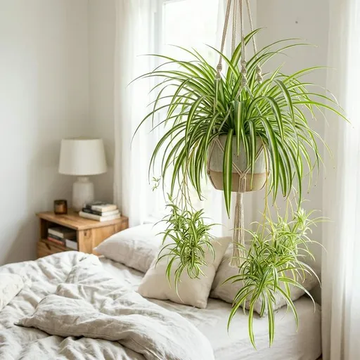 Spider plant (Chlorophytum comosum) — a healthy specimen photographed indoors