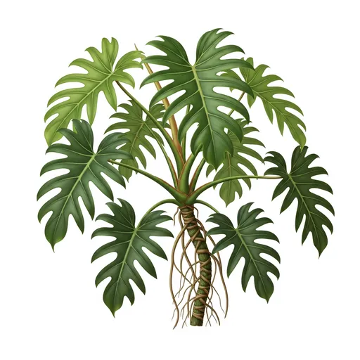 Fjäderkalla (Philodendron bipinnatifidum) – ett friskt exemplar fotograferat inomhus
