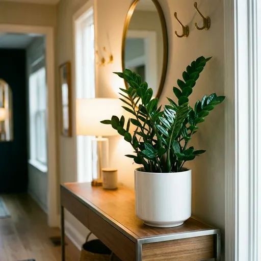 ZZ plant (Zamioculcas zamiifolia) — a healthy specimen photographed indoors